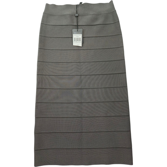 BCBG MAXAZRIA Bandage Pencil Skirt XS Gray NWT Slim Stretch Career Bodycon Chic - Picture 1 of 8